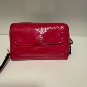 Coach Pink Patent Leather Wristlet Wallet